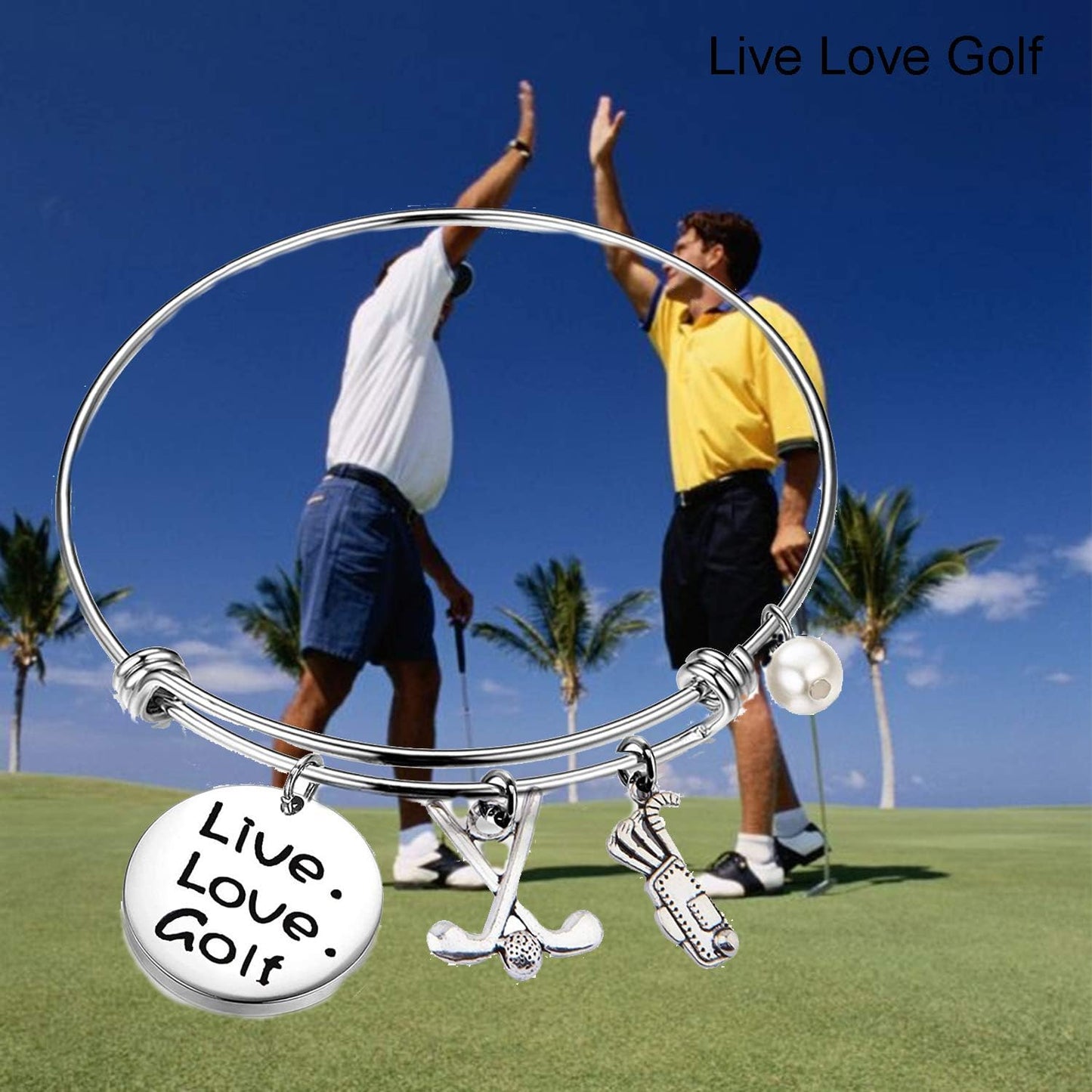 Golf Bracelet Live Love Golf Expandable Charm Bracelet Golf Jewelry Gift for Golf Lover/Golf Club/Golf Team