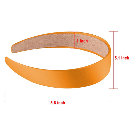 16 Pieces Colorful Satin Hair Accessories - 1 Inch Plastic Covered Headbands for Women and Girls