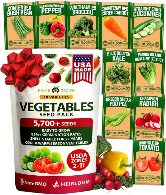 10 Heirloom Vegetable Seeds - 2000+ Survival Bugout Seeds and Essential Emergency Prepper Gear - Non GMO Vegetable Seeds for Planting Home Garden Pack